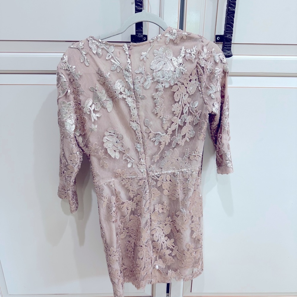 Lovers + Friends Fading Winter Floral Sequin Vneck Sheath Dress (100) - Picture 6 of 7